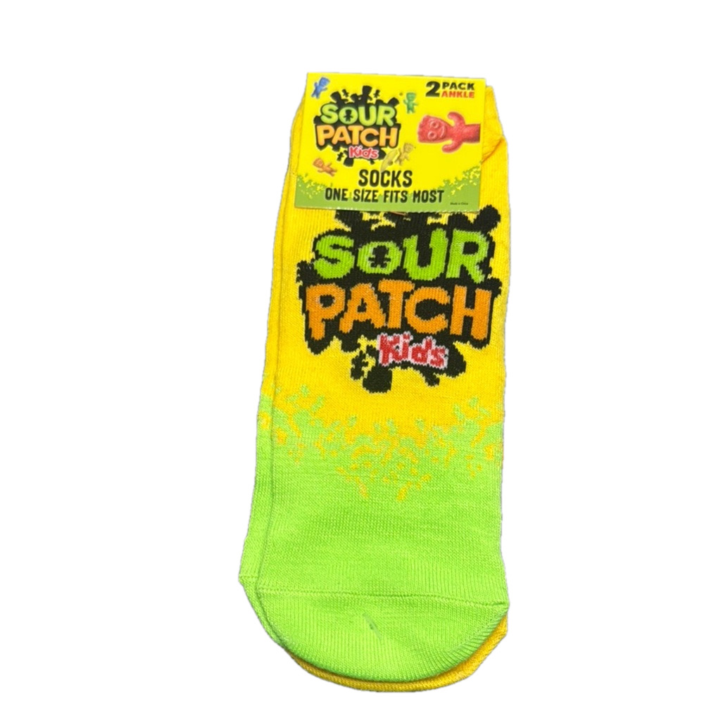 3/$18 2 Pair Sour Patch Kids Neon Green and Yellow Ankle Socks NWT